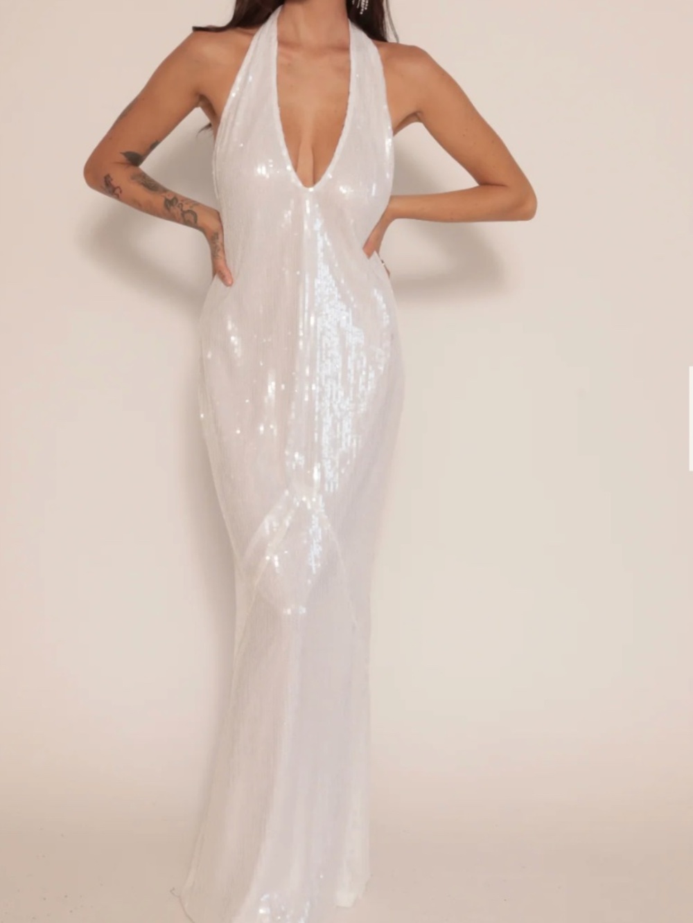 EastnWest Vivian Sequin Maxi Dress - White